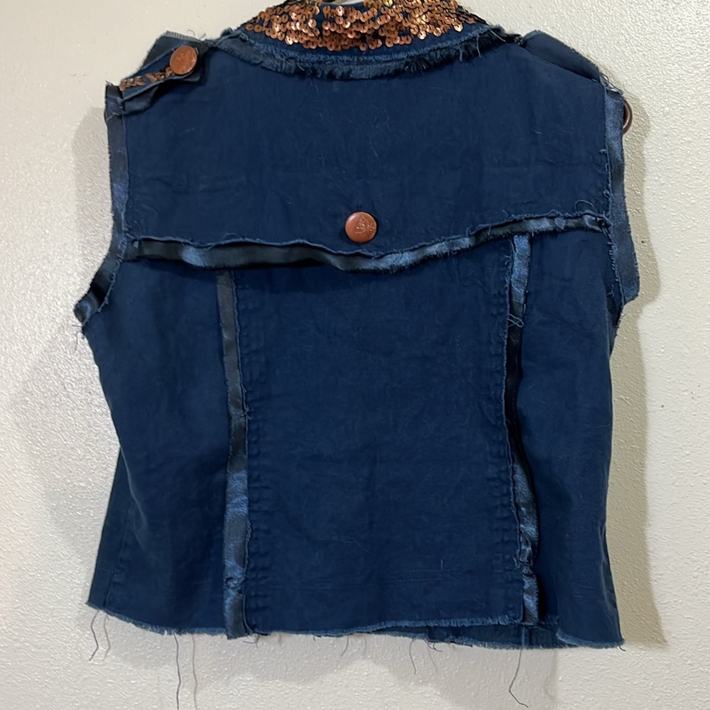 Yoki child’s blue jean vest with copper sequins. Size Large - Picture 6 of 8